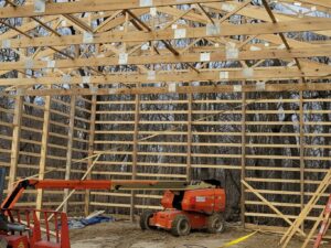 Newly constructed pole barn by E & A Construction LLC in rural Indiana