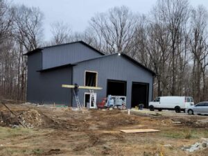 Newly constructed pole barn by E & A Construction LLC in rural Indiana