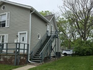 Custom-built wood deck installed by E & A Construction LLC for a home in Central Indiana