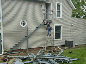 Custom-built wood deck installed by E & A Construction LLC for a home in Central Indiana