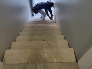 New carpet stair installation completed by E & A Construction LLC in a remodeled Indiana home